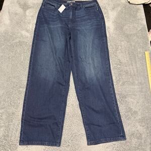 Lands End Jeans Womens 18 Tall (38x33) Blue High Rise Baggy Straight Denim
